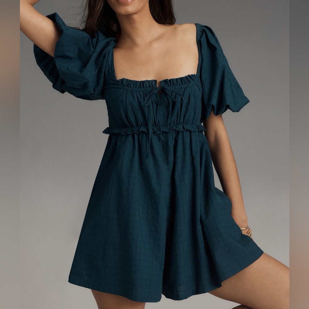 Anthropologie Puff Sleeve Babydoll Romper